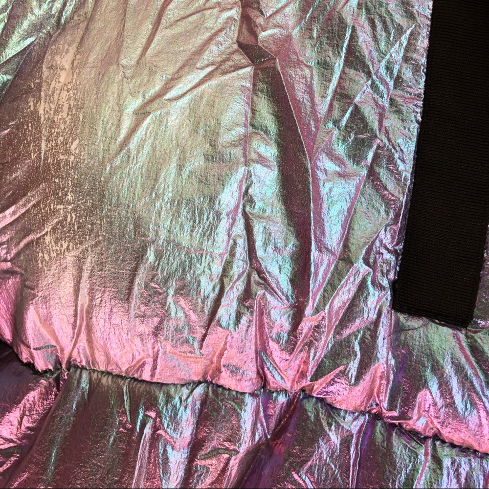 NWOT Ultra Rare Fashion Nova Hologram Iridescent Puffer Jacket Coat Size L - Picture 6 of 13
